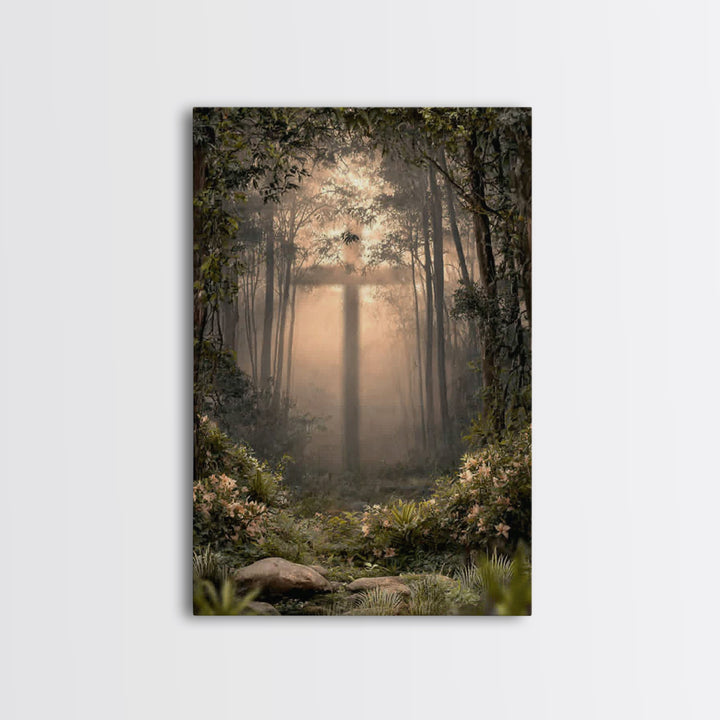 Forest Sanctuary – Framed Canvas Print – Christian Wall Art – Moody Christian Art – Christian Art Canvas – Christian Painting – Unique Chri