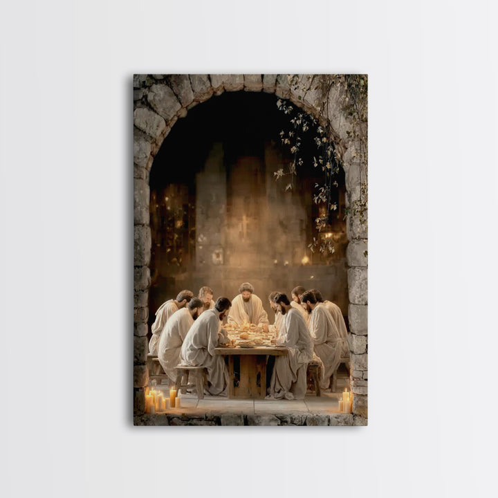 Sacred Table – Framed Canvas Print – Christian Art Canvas – Christian Wall Art – Jesus Painting – Christian Christmas Art – Vintage Christi