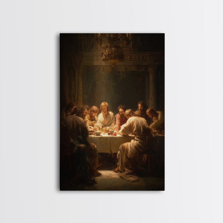 Last Supper Grace – Framed Canvas Print – Christian Wall Art – Christian Art Canvas – Large Jesus Painting – Moody Christian Art – Christia