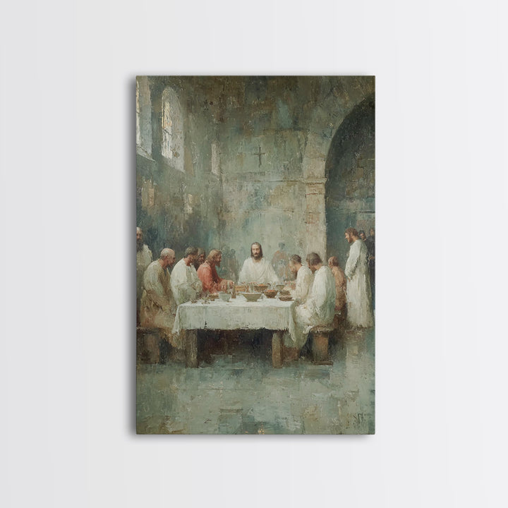 Table Of Fellowship – Framed Canvas Print – Christian Wall Art – Subtle Christian Art – Jesus Painting – Christian Art Canvas – Vintage Chr