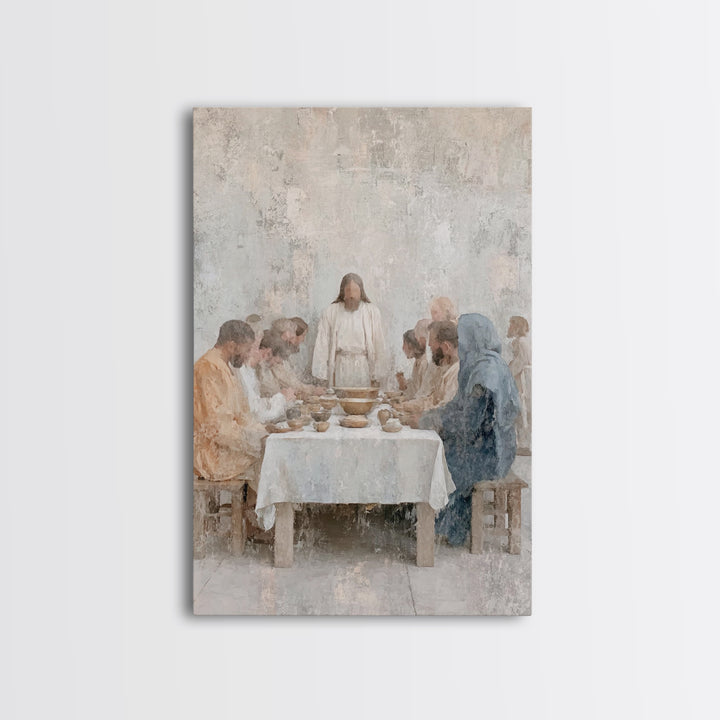 Quiet Supper – Framed Canvas Print – Christian Wall Art – Christian Art Canvas – Subtle Christian Art – Jesus Painting – Christian Art Work