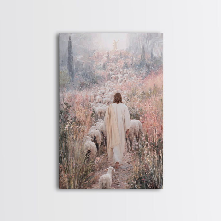 Path Of Mercy – Framed Canvas Print – Christian Wall Art – Jesus Painting – Christian Art Canvas – Pastoral Scenery – Christian Christmas A