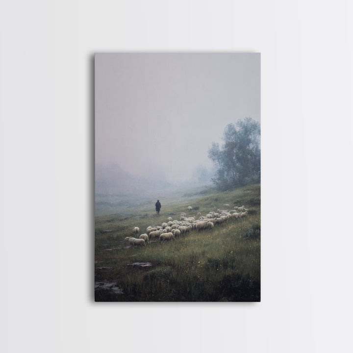 Hillside Light – Framed Canvas Print – Christian Wall Art – Jesus Painting – Modern Christian Art – Christian Decor – Christmas Art Prints