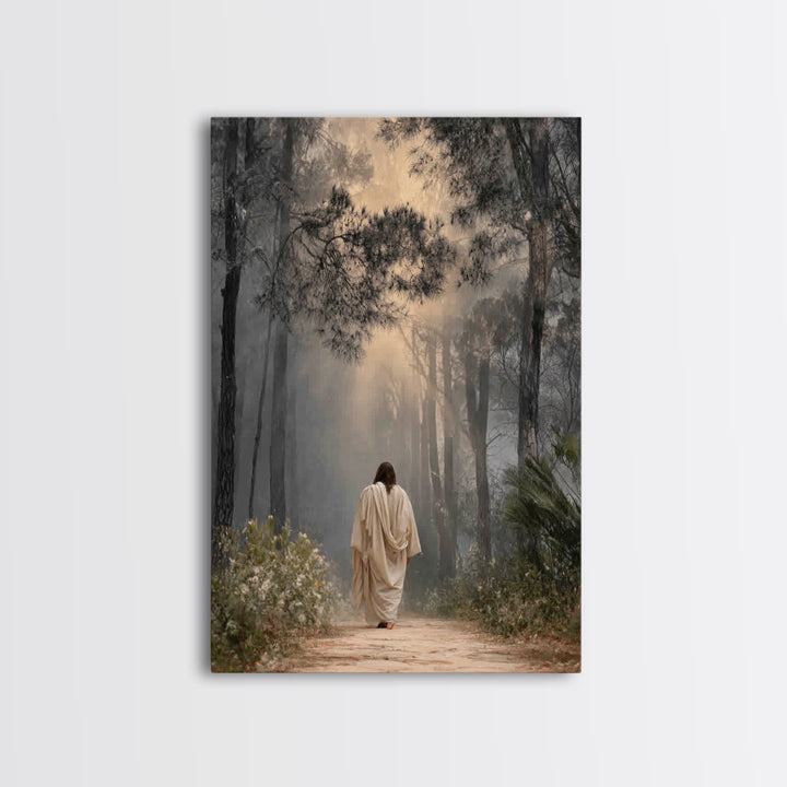Golden Path – Framed Canvas Print – Christian Art Print – Christian Wall Art – Subtle Christian Art – Jesus Painting – Christmas Decor
