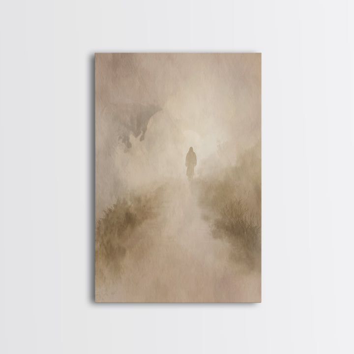 Solitude Of Grace – Framed Canvas Print – Christian Wall Art – Christian Art Canvas – Moody Christian Art – Jesus Painting – Christmas Art