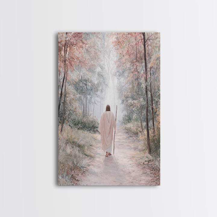 Radiant Forest Path – Framed Canvas Print – Christian Wall Art – Jesus Painting – Christian Art Canvas – Subtle Christian Art – Christmas A
