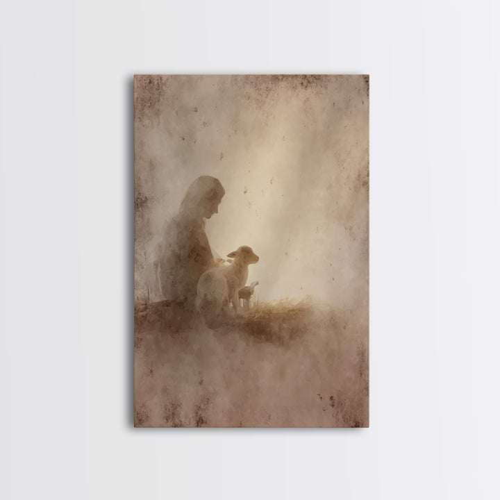 Gentle Guardian – Framed Canvas Print – Christian Art Canvas – Christian Wall Art – Christmas Art – Subtle Christian Art – Christian Decor