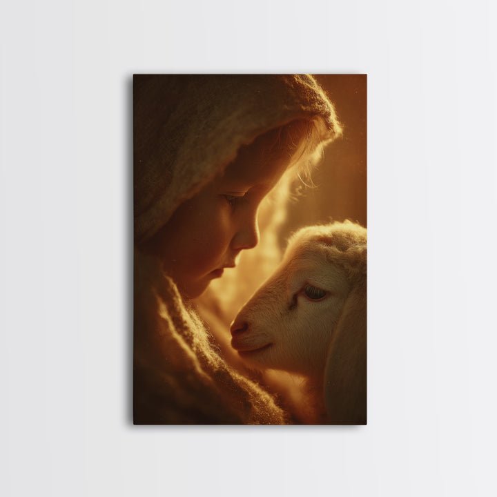 Warm Compassion – Framed Canvas Print – Christian Wall Art – Christian Art Canvas – Christian Art Print – Christmas Art – Christian Gift