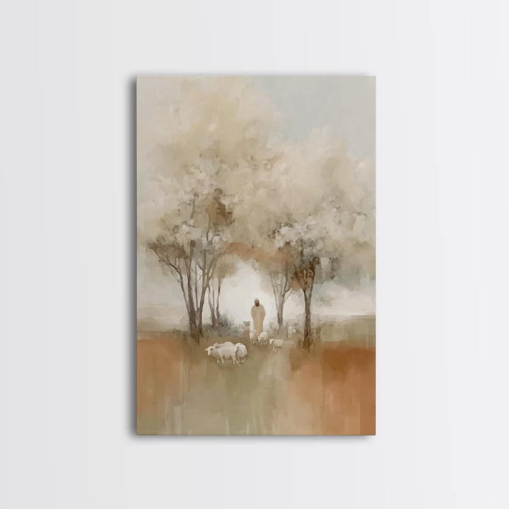 Blooming Shepherd Path | Framed Canvas Print | Christian Art Canvas | Christian Wall Art | Christian Art Gift | Jesus Painting | Subtle Chr