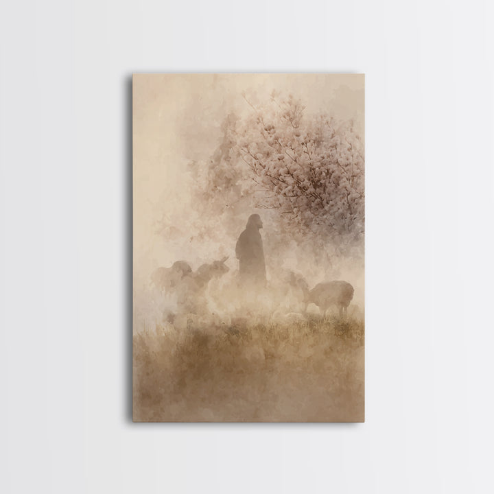 Light Of The Meadow – Framed Canvas Print – Christian Wall Art – Christian Art Canvas – Christian Gift Ideas – Jesus Painting – Christian A