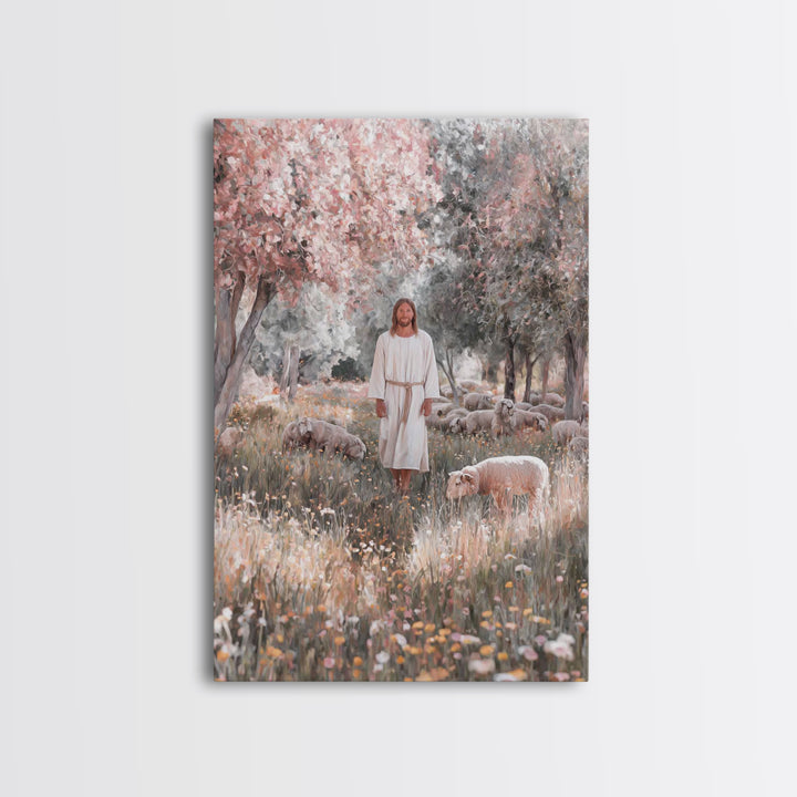 Pasture Of Hope | Framed Canvas Print | Jesus Painting | Christian Wall Art | Christian Art Canvas | Christian Gift | Modern Christian Art