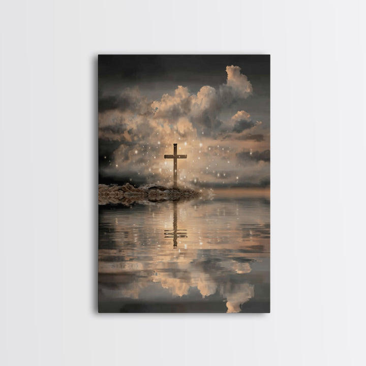 Dawn Of The Cross – Framed Canvas Print – Christian Art Canvas – Minimalist Christian Art – Christian Wall Art – Christian Decor – Subtle C