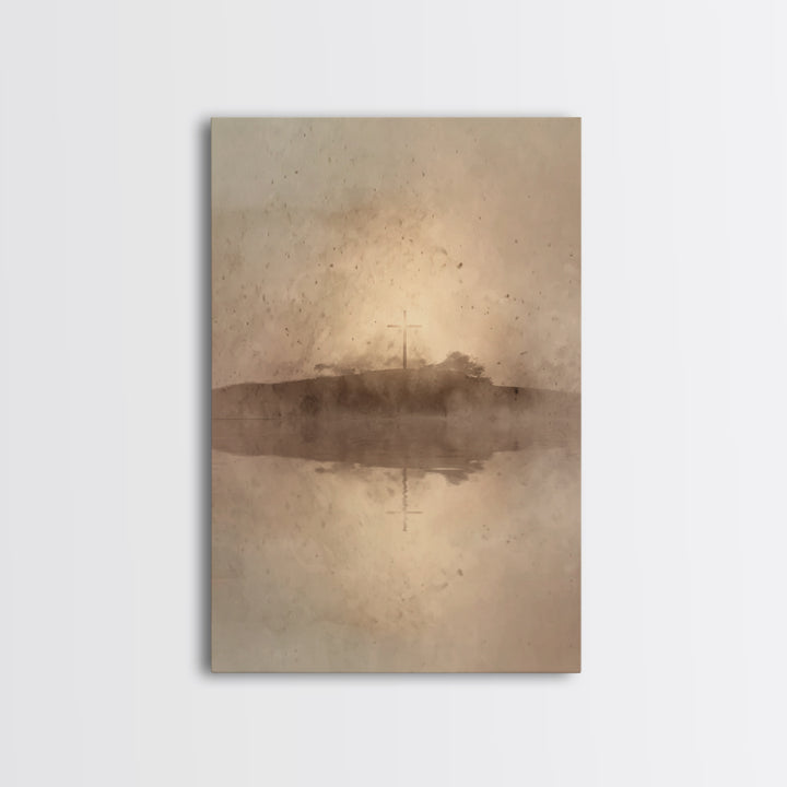 Eternal Crosslight – Framed Canvas Print – Christian Wall Art – Christian Art Canvas – Moody Christian Art – Vintage Christian Art – Christ