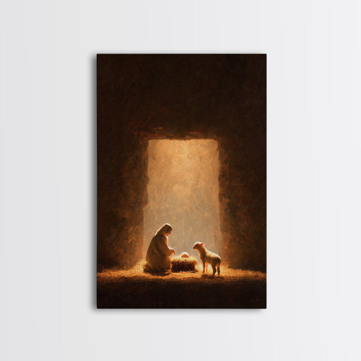 Humble Nativity – Framed Canvas Print – Christian Art Canvas – Christian Wall Art – Christmas Art – Christian Christmas Art – Christian Dec