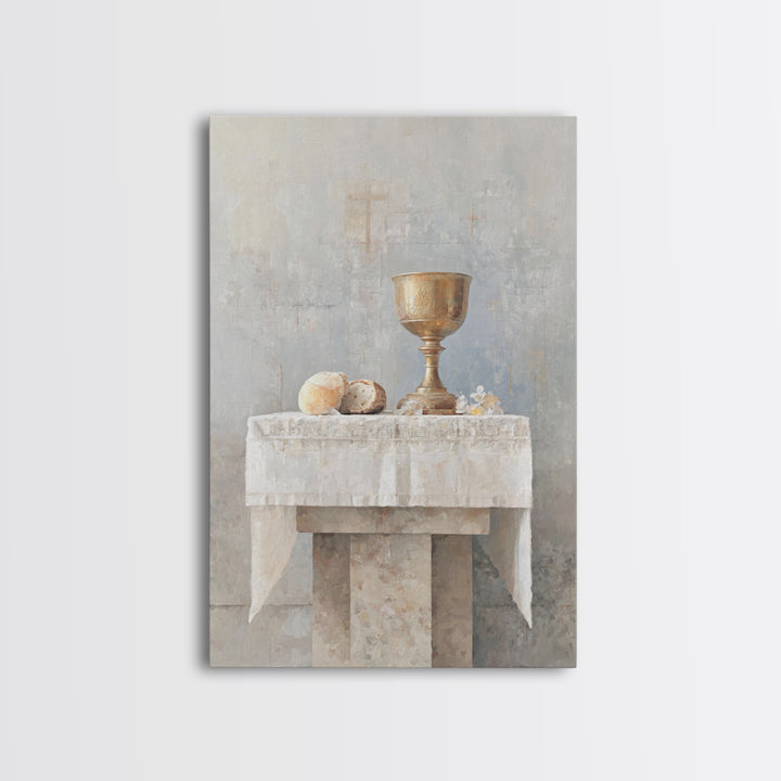 Sacred Communion Table, Framed Canvas Print, Christian Wall Art, Christian Art Painting, Christian Decor For Home, Christian Gift Ideas