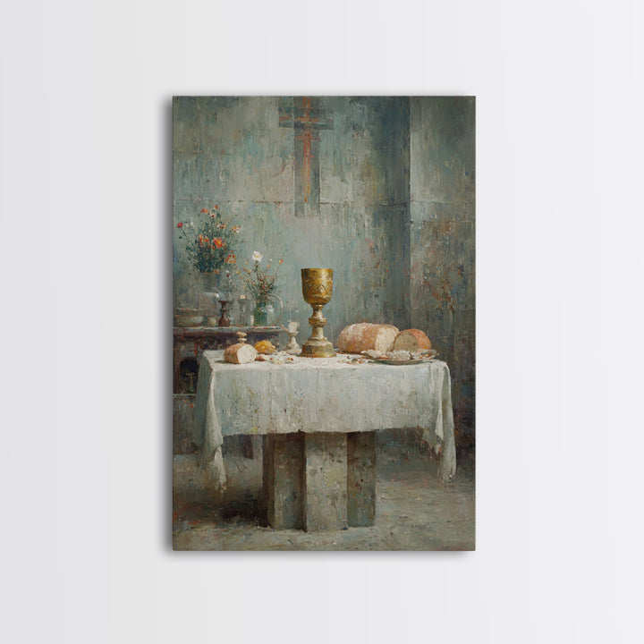 Table Of Grace | Framed Canvas Print | Christian Art Canvas | Christian Wall Art | Vintage Christian Art | Christian Art Gift