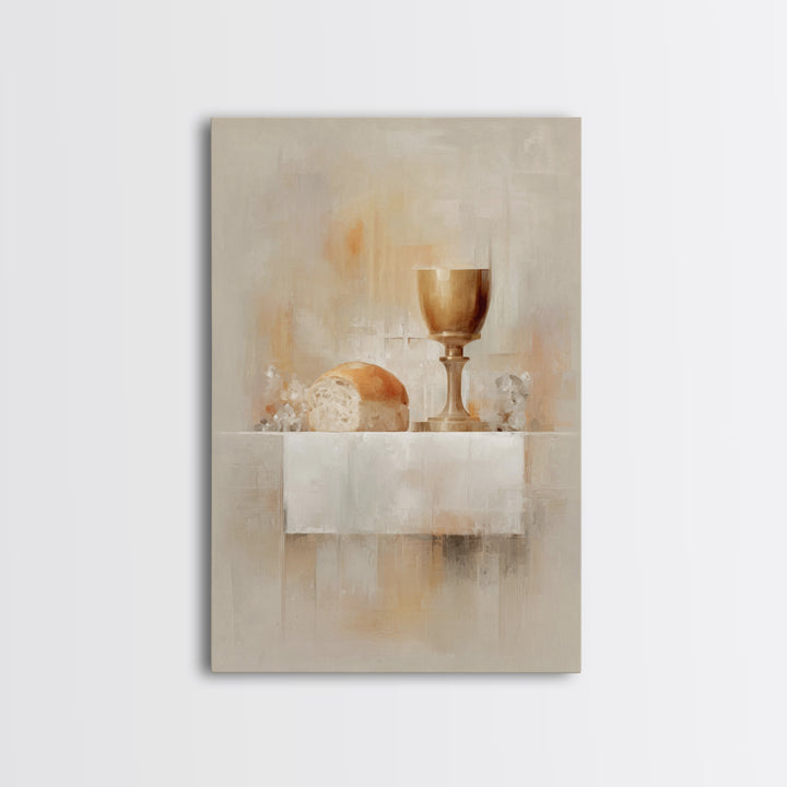 Holy Offering Light, Framed Canvas Print, Christian Wall Art, Minimalist Christian Art, Christian Art Print, Subtle Christian Paintings