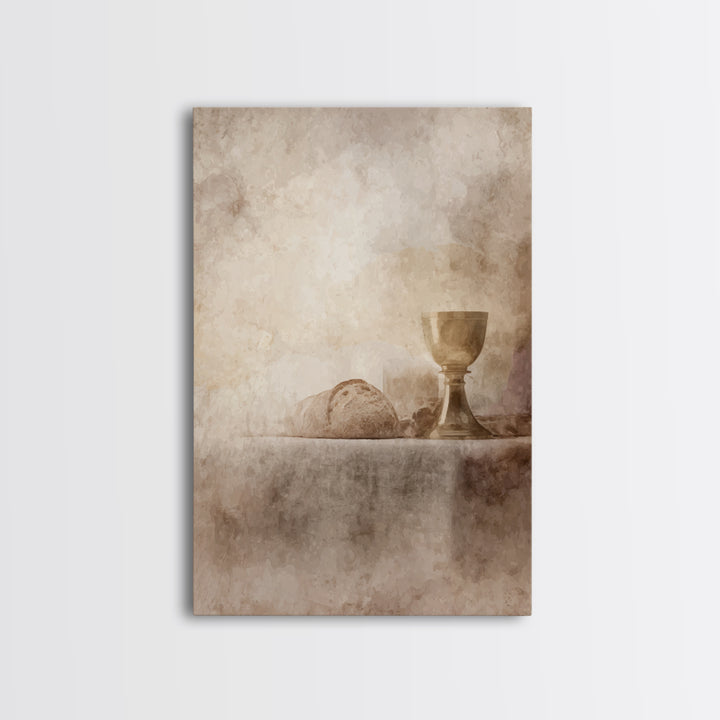 Quiet Communion Table | Framed Canvas Print | Christian Art Work | Christian Wall Art | Subtle Christian Art | Christian Decor