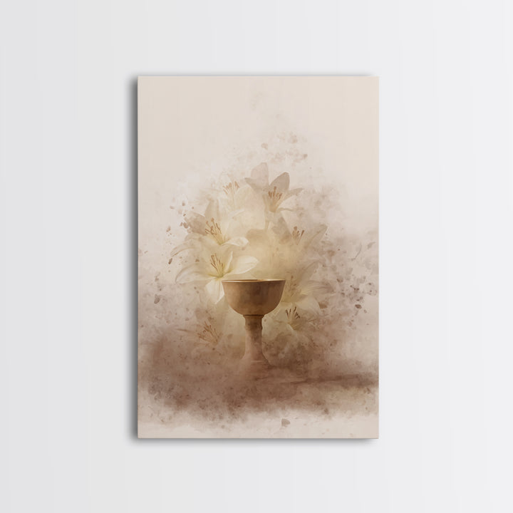 Lily Cup Blessing – Framed Canvas Print – Christian Wall Art – Christian Art Canvas – Unique Christian Art – Christian Decoration
