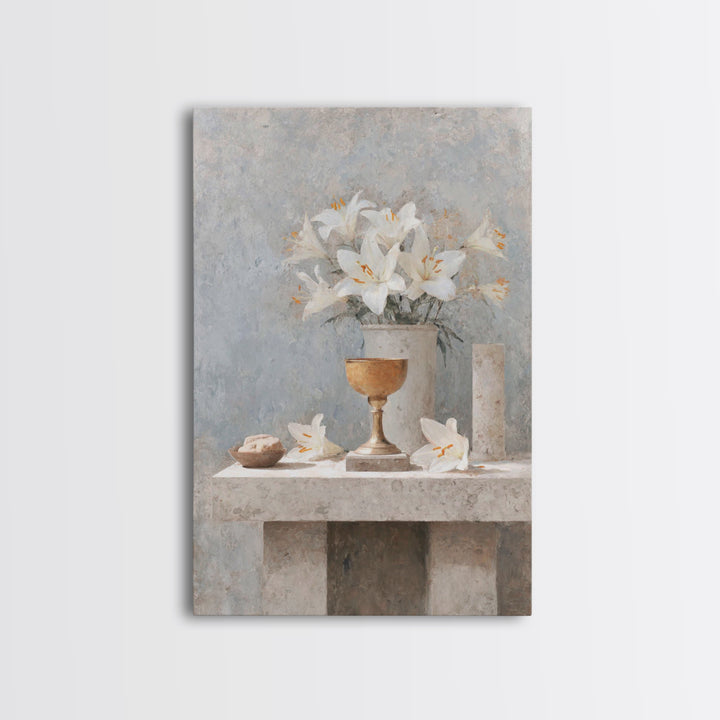 Lily Altar Grace | Framed Canvas Print | Christian Wall Art | Christian Art Painting | Christian Art Canvas | Christian Gift