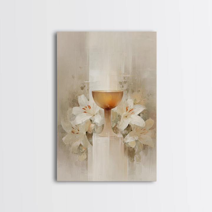 Radiant Chalice Bloom, Framed Canvas Print, Christian Wall Art, Christian Art Canvas, Modern Christian Painting, Christian Gift Ideas