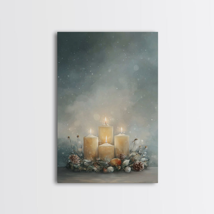 Winter Sanctuary Glow - Framed Canvas Print - Christian Wall Art - Christmas Art - Christian Christmas Art - Christian Decor - Christian Ar