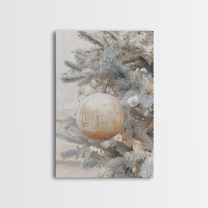 Winter Nativity Sphere – Framed Canvas Print – Christmas Art Prints – Christian Christmas Art – Framed Christmas Wall Art – Christian Decor