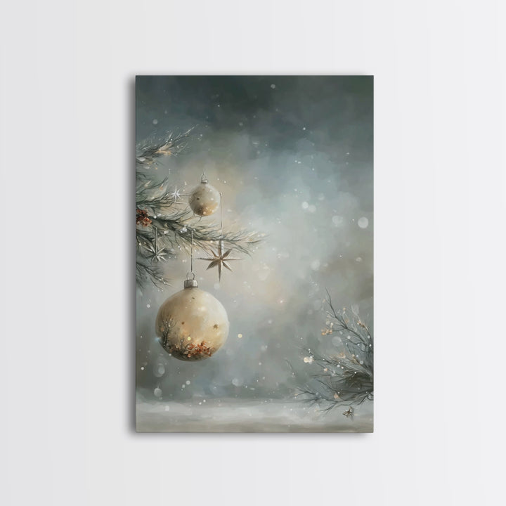 Frosted Star Ornament – Framed Canvas Print – Christmas Art – Christian Christmas Decor – Holiday Art – Christmas Canvas Wall Art – Winter