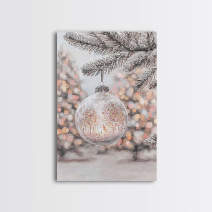 Snowlit Garden Globe – Framed Canvas Print – Christmas Art Prints – Christian Wall Art – Winter Christian Art – Christmas Decor – Christian