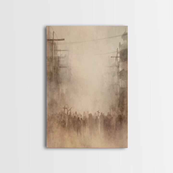Dust Of Calvary – Framed Canvas Print – Christian Painting – Christian Wall Art – Abstract Christian Art – Moody Christian Art – Large Chri