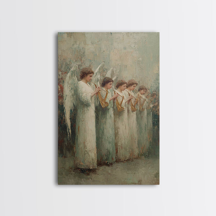 Angel Choir Light – Framed Canvas Print – Christian Art Canvas – Angel Art – Christian Painting – Christian Wall Art – Vintage Christian Ar