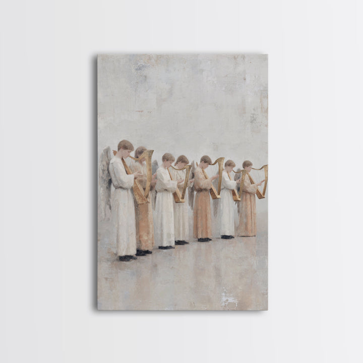Seraphim In White – Framed Canvas Print – Christian Wall Art – Angel Art – Christian Art Print – Christian Painting – Subtle Christian Art