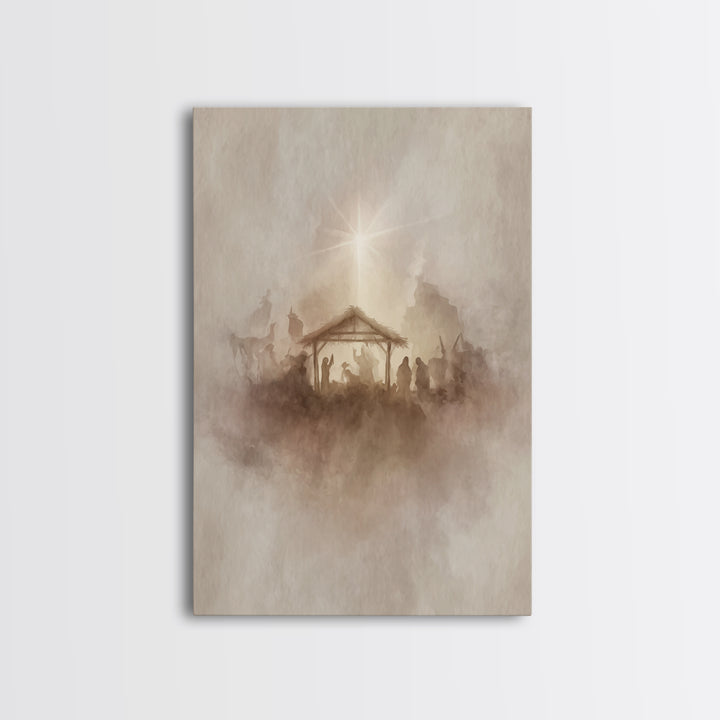 Guiding Star – Framed Canvas Print – Christian Wall Art – Christian Art Canvas – Christian Christmas Art – Jesus Painting – Christmas Wall
