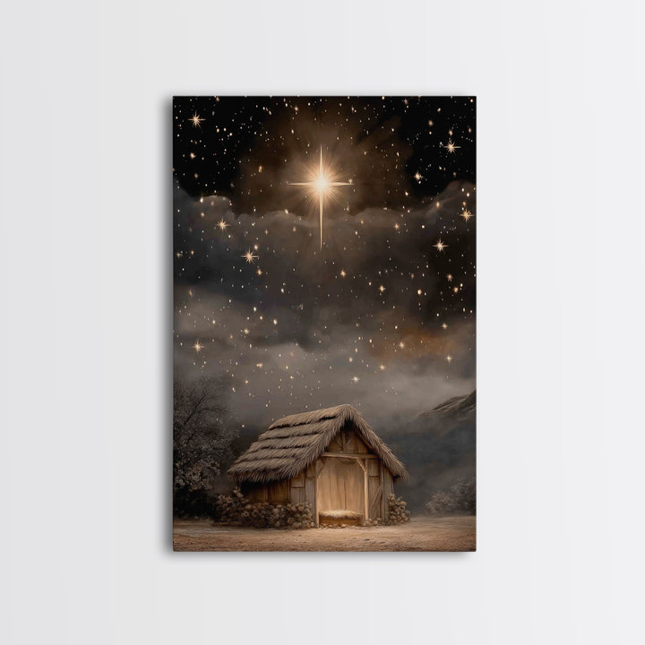 Holy Night Star, Framed Canvas Print, Christian Art Canvas, Christian Wall Art, Jesus Christmas Art, Christmas Art Prints, Christian Decor
