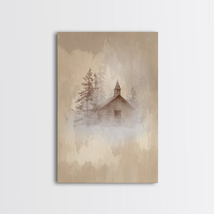 Silent Church | Framed Canvas Print | Vintage Christmas Art | Christian Wall Art | Christian Art Print | Christmas Wall Art | Christian Dec