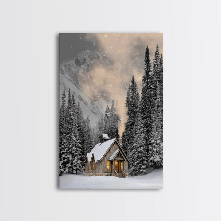 Winter Chapel Grace - Framed Canvas Print - Christian Wall Art - Christmas Wall Art - Christian Art Canvas - Christian Christmas Art