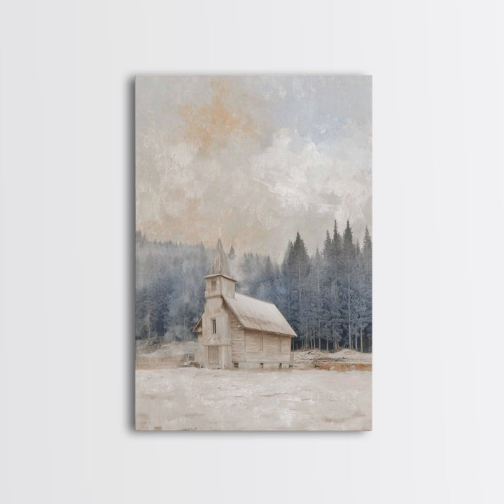 Snowlit Sanctuary, Framed Canvas Print, Christian Art Canvas, Christmas Art Prints, Christian Wall Art, Christian Christmas Decor