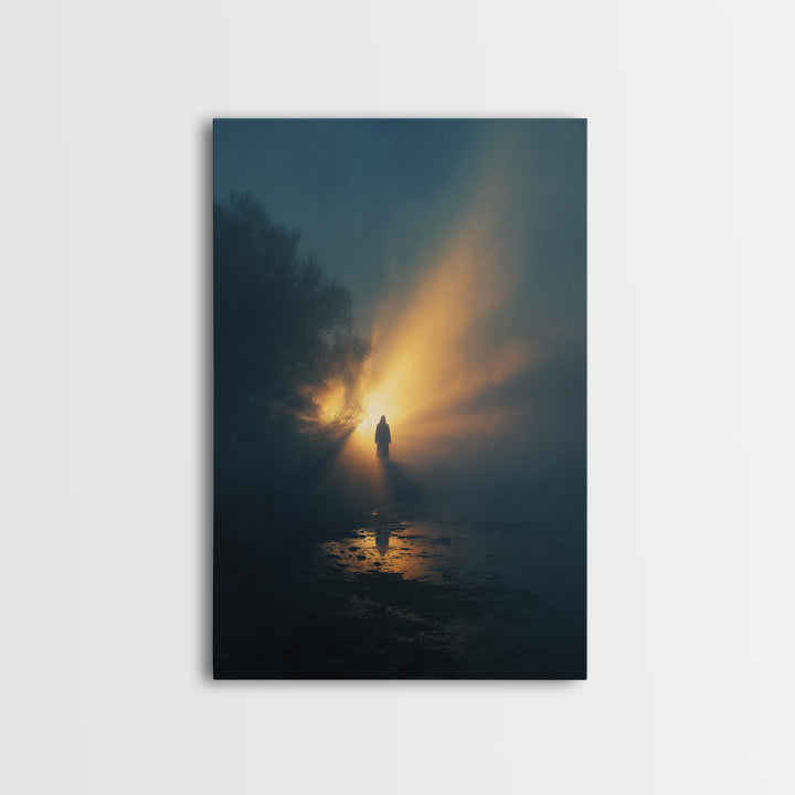 Light Of Hope | Framed Canvas Print | Jesus Painting | Christian Wall Art | Moody Christian Art | Christian Gift Ideas
