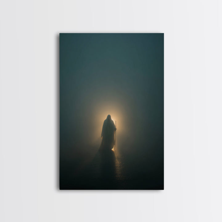 He Walks Near, Framed Canvas Print, Christian Art Print, Jesus Painting, Christian Wall Art, Minimalist Christian Art, Christian Decor