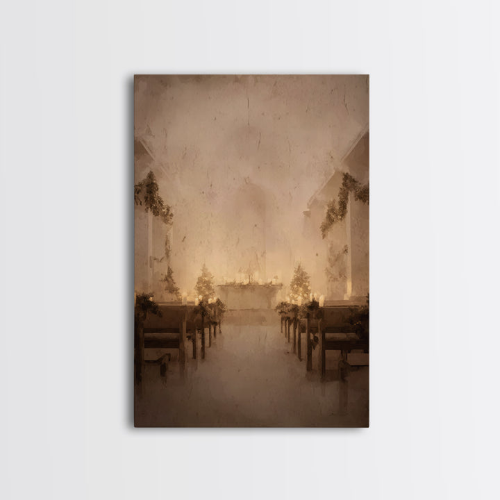 Midnight Sanctuary – Framed Canvas Print – Christian Wall Art – Christian Art Canvas – Christmas Art – Vintage Christian Art – Christian Ch