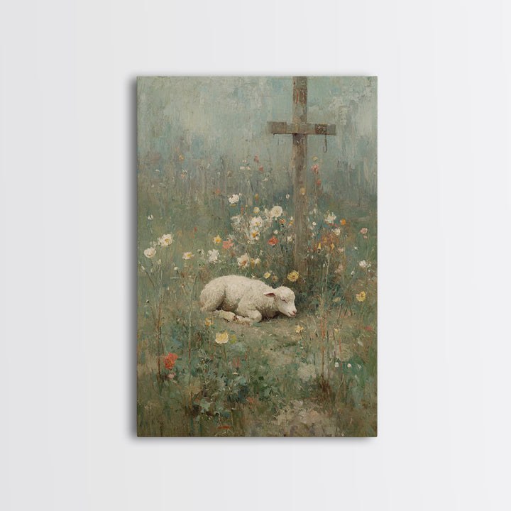 Sacred Meadow – Framed Canvas Print – Christian Wall Art – Vintage Christian Art – Christian Art Canvas – Christian Painting – Christian Gi