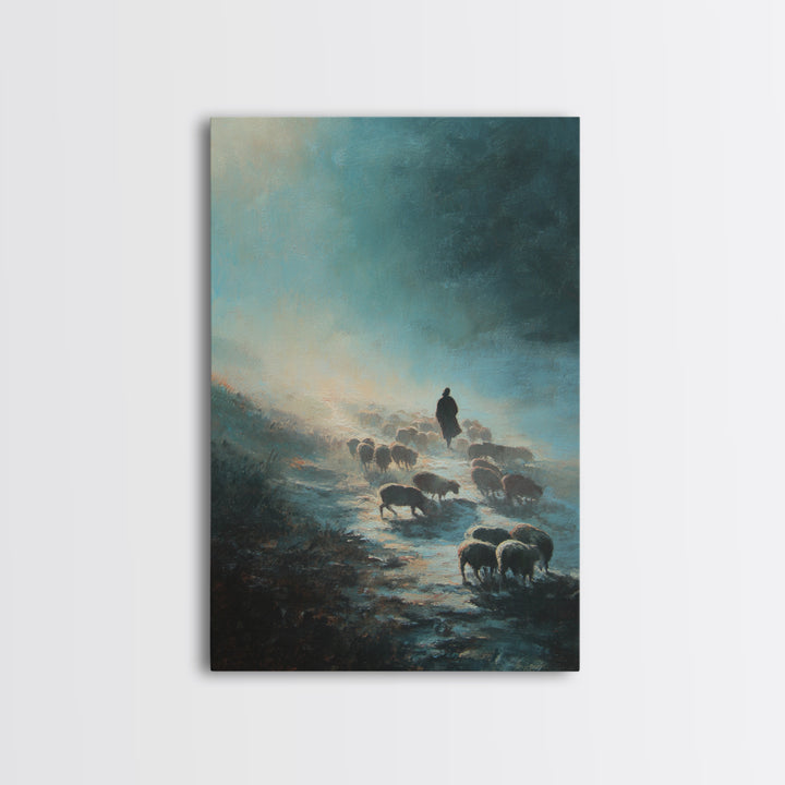 Soft Pasture Journey – Framed Canvas Print – Christian Wall Art – Christian Art Canvas – Pastoral Scenery – Subtle Christian Art