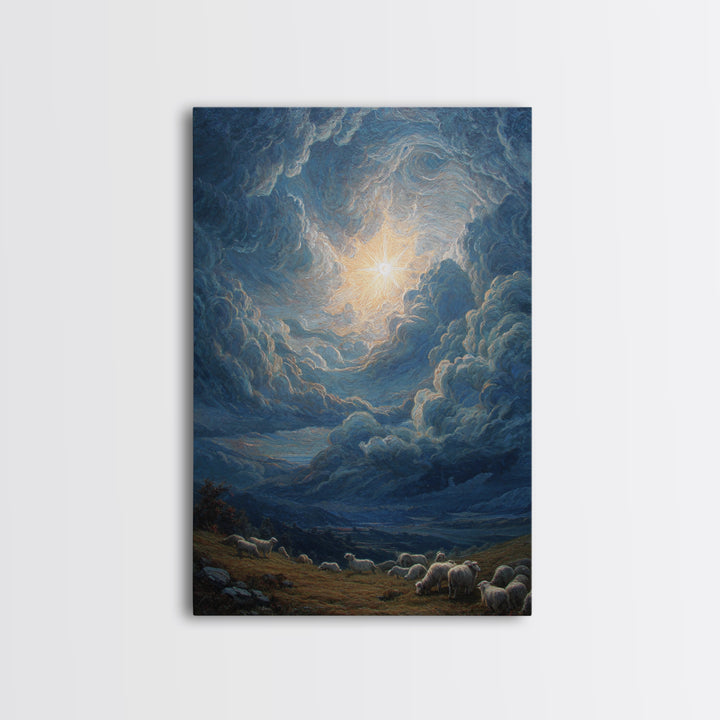 Starry Glory Sky | Framed Canvas Print | Christian Wall Art | Christmas Art | Christian Art Canvas | Christian Christmas Art