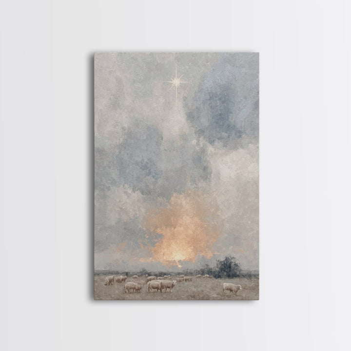 Dawn Star Wonder – Framed Canvas Print – Christmas Art – Christian Wall Art – Christian Art Canvas – Subtle Christian Art