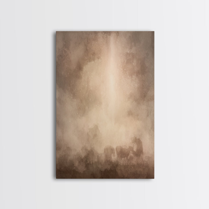 Silent Night Haze – Framed Canvas Print – Christian Art Canvas – Christian Wall Art – Moody Christian Art – Subtle Christian Art