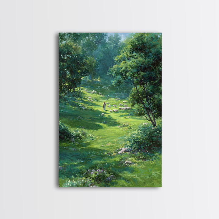 Garden Of Peace – Framed Canvas Print – Christian Art Canvas – Christian Wall Art – Jesus Painting – Spring Christian Art – Christian Decor