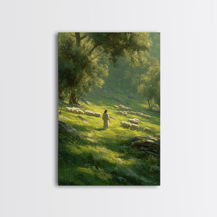 Gentle Shepherd’s Path – Framed Canvas Print – Christian Wall Art – Jesus Painting – Christian Art Canvas – Large Christian Painting – Chri