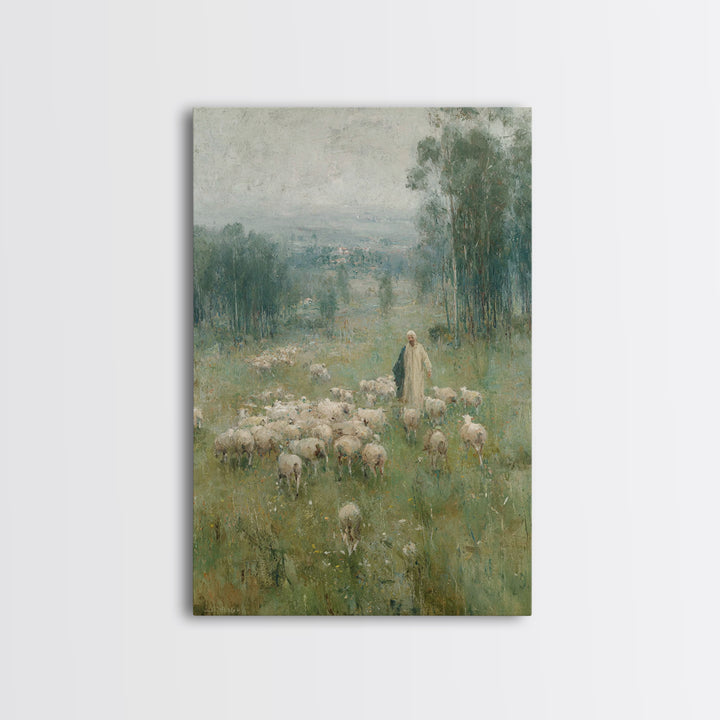 Pasture Of Hope – Framed Canvas Print – Christian Wall Art – Vintage Christian Art – Christian Art Canvas – Jesus Painting – Subtle Christi