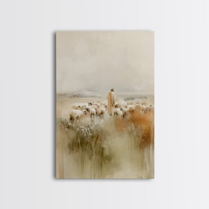 Graceful Guidance – Framed Canvas Print – Christian Art Canvas – Christian Wall Art – Minimalist Christian Art – Jesus Painting – Christian