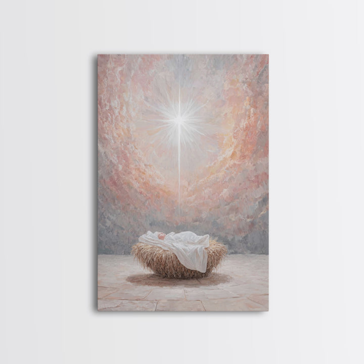 Dawn Of Grace – Framed Canvas Print – Christian Christmas Art – Christian Wall Art – Jesus Painting – Christmas Art – Christian Art Canvas